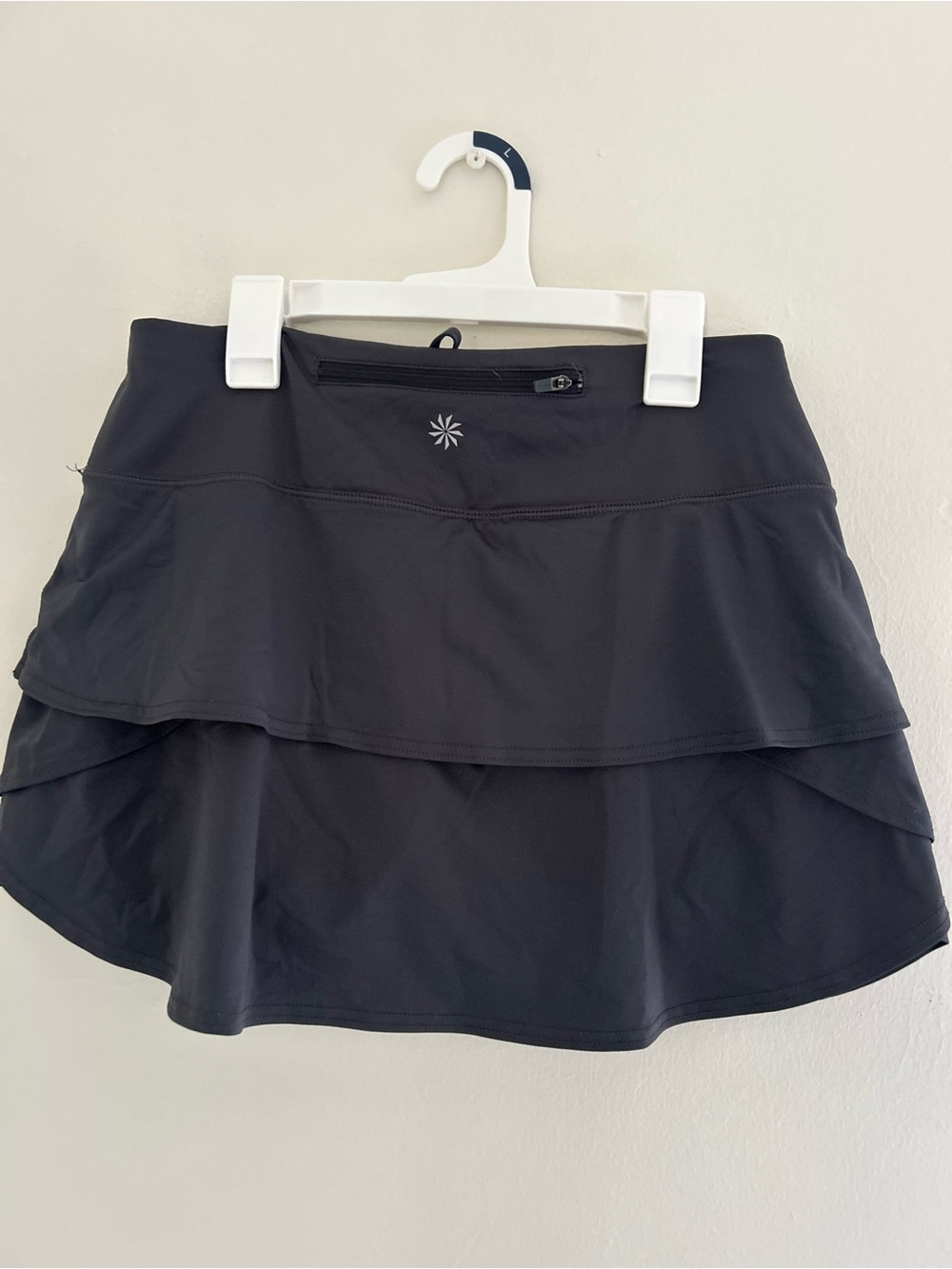 Athleta Black Layered Skort with Zipper Pocket